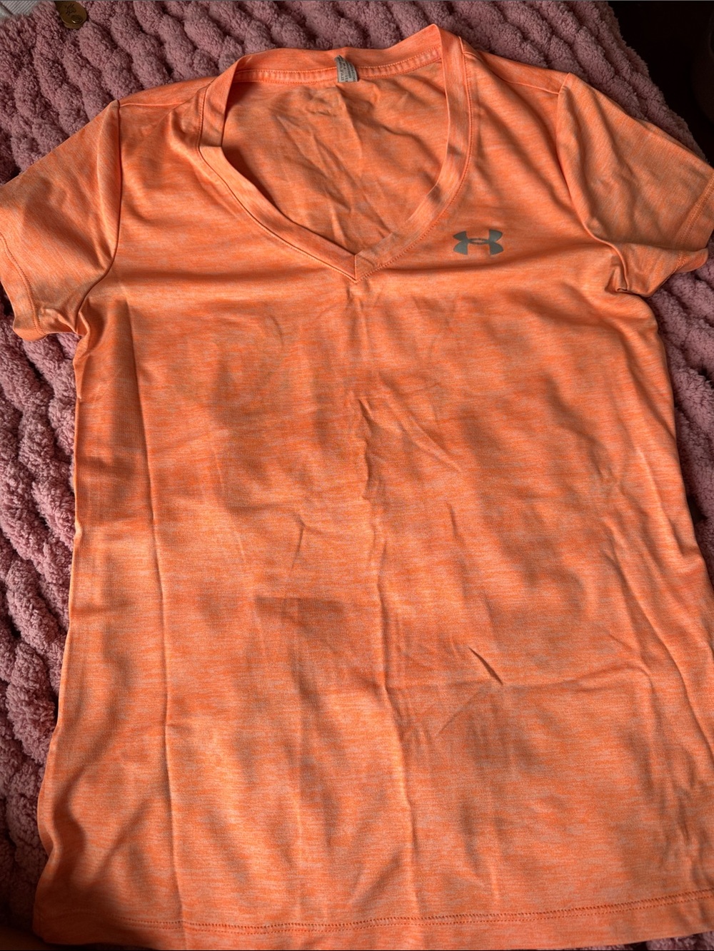 Under Armour Heathered Orange V-Neck Performance Tee